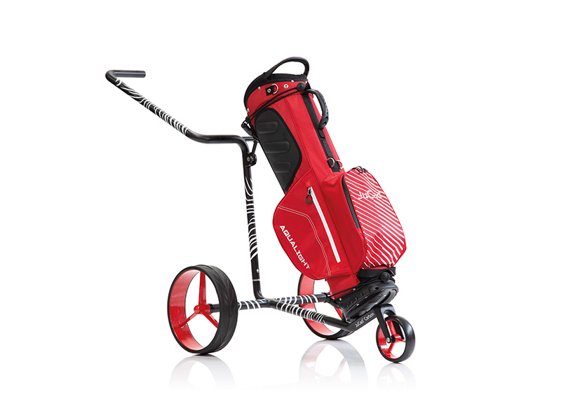 Example with red wheel rims and example bag Aqualight red-white (Delivery does not include.)