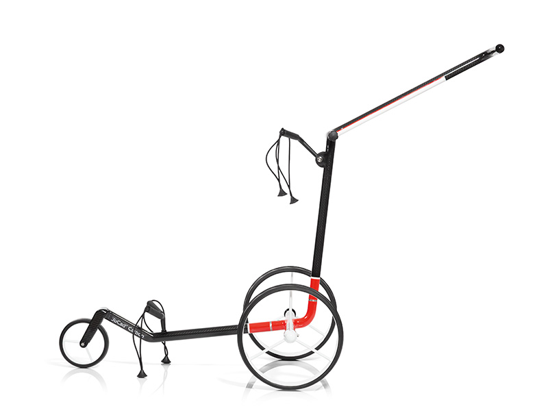JuCad Carbon Caddy 3-rädrig, Design EINTRACHT FRANKFURT, weiße Felgen