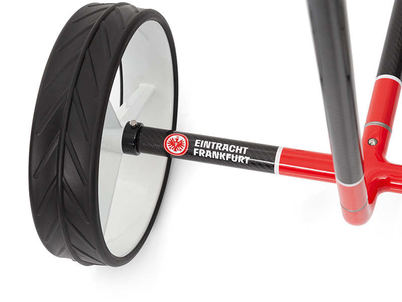 JuCad Carbon Caddy 3-rädrig, Design EINTRACHT FRANKFURT, weiße Felgen
