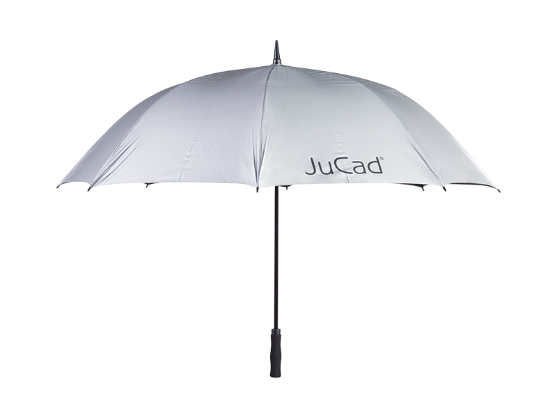 JuCad-automatic-umbrella_JSE-SI_on-the-trolley JuCad Golfschirm Automatik ohne Stift silber (mit UV-Schutz)