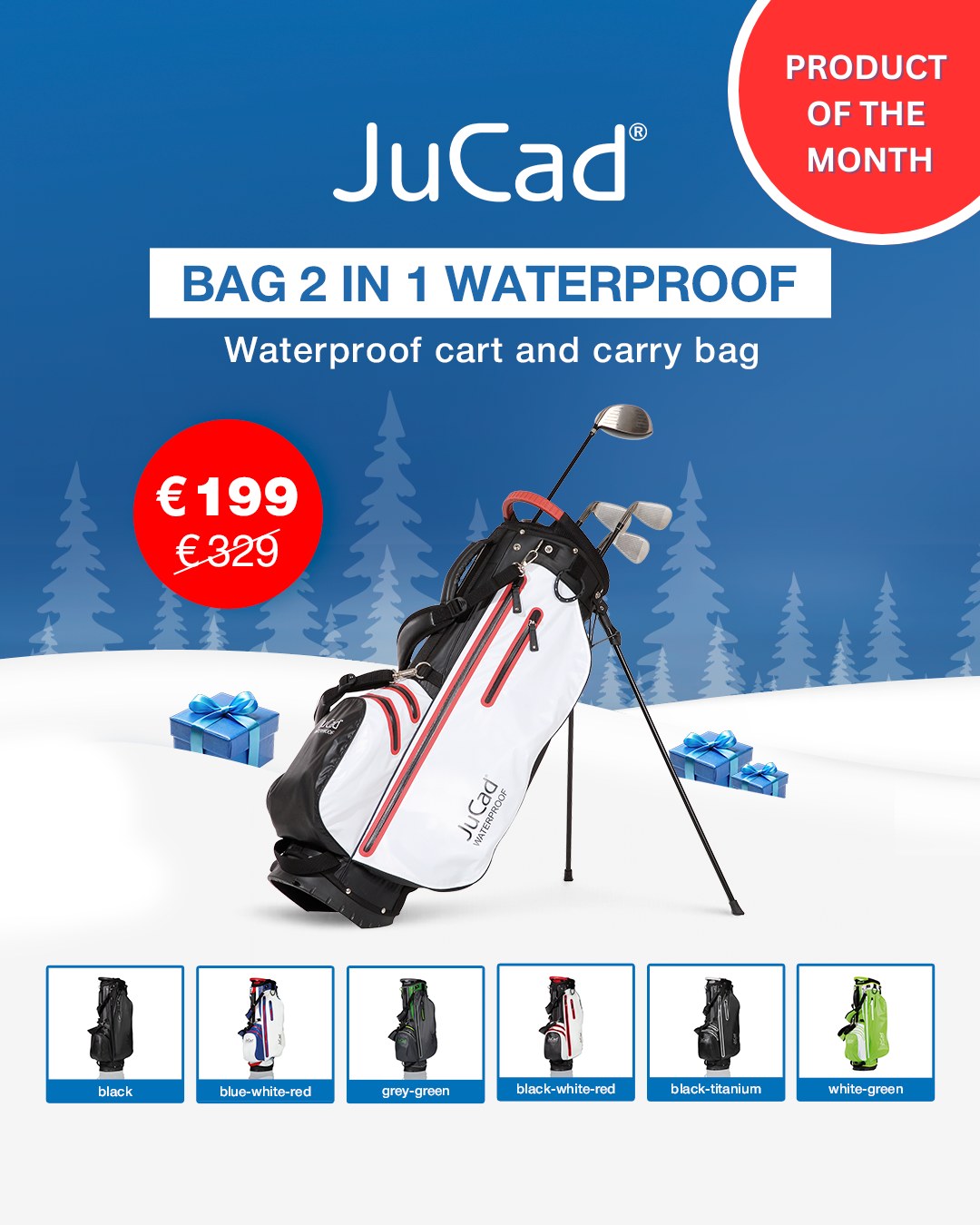 JuCad Christmas Special 🎄 The watertight 2 in 1 cart and carry bag

The JuCad bag 2 in 1 Waterproof is a functional master of all trades! 

The sport featherweight with only 2.4 kg / 5.3 lb is manufactured of 100% waterproof nylon fabric with sealed high-end zippers to keep your golf equipment in the dry. Thanks to its intelligent and innovative unfolding mechanism this carry bag can also be placed conveniently and straight on a golf trolley. 

⭐️ 100% waterproof nylon fabric with sealed high-end zippers 
⭐️ 14 full-length club divisions, 9 inch 
⭐️ Hybrid function cart and carry bag 
⭐️ Self-closing system for supporting legs 
⭐️ Anti-slip rubber feet 
⭐️ Spacious, easily accessible outside pockets 
⭐️ Softly padded compartment for your valuables 
⭐️ Separate umbrella fixing system 
⭐️ Large insulated pocket for drinks 

#jucad #golfbag #gift #christmas #giftidea #golfer