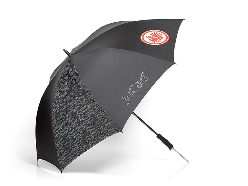 JuCad Teleskop-Golfschirm mit Schirmstift, Design EINTRACHT FRANKFURT, schwarz