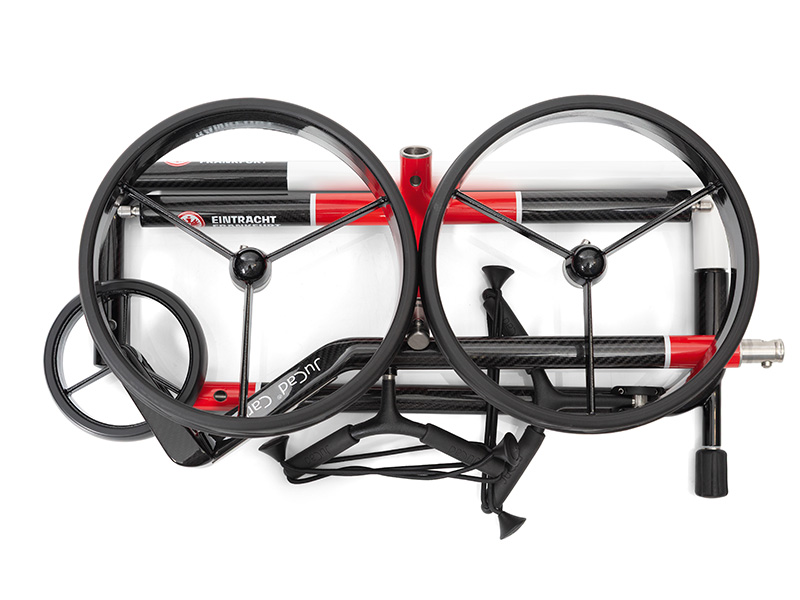 JuCad Carbon Caddy 3-rädrig, Design EINTRACHT FRANKFURT, schwarze Felgen
