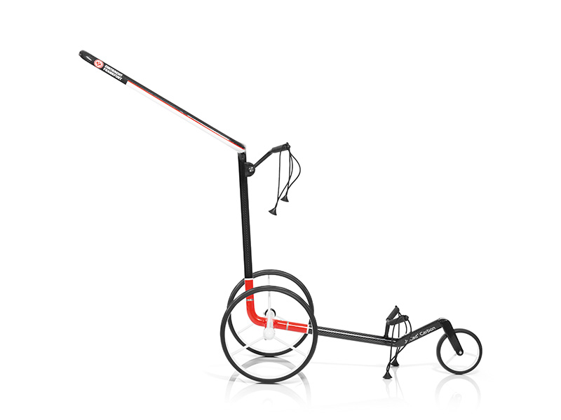 JuCad Carbon Caddy 3-rädrig, Design EINTRACHT FRANKFURT, weiße Felgen