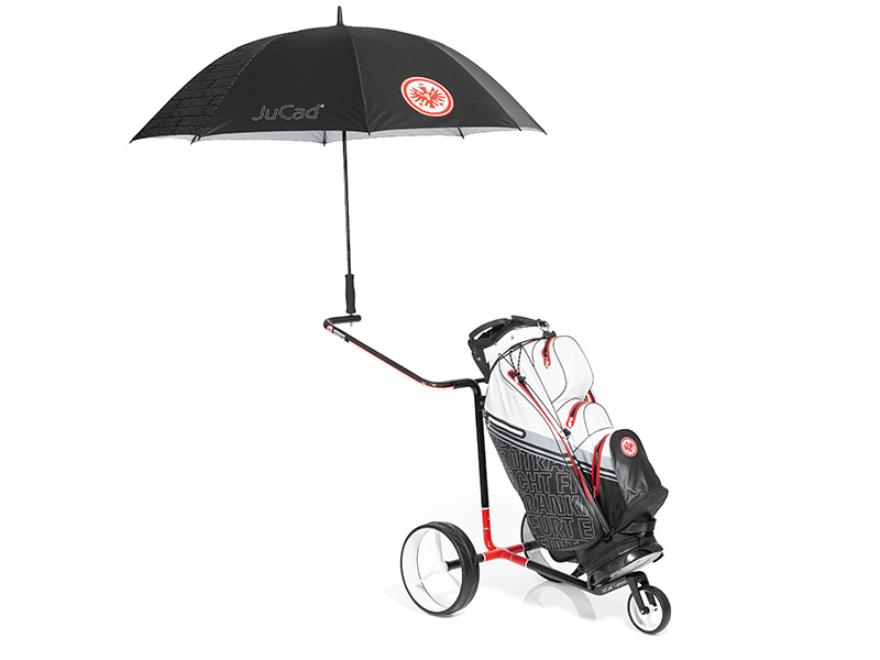 JuCad Carbon Caddy 3-rädrig, Design EINTRACHT FRANKFURT, weiße Felgen