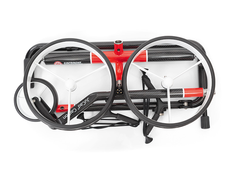 JuCad Carbon Travel 3.0, Design EINTRACHT FRANKFURT, weiße Felgen, mit Drehschalter