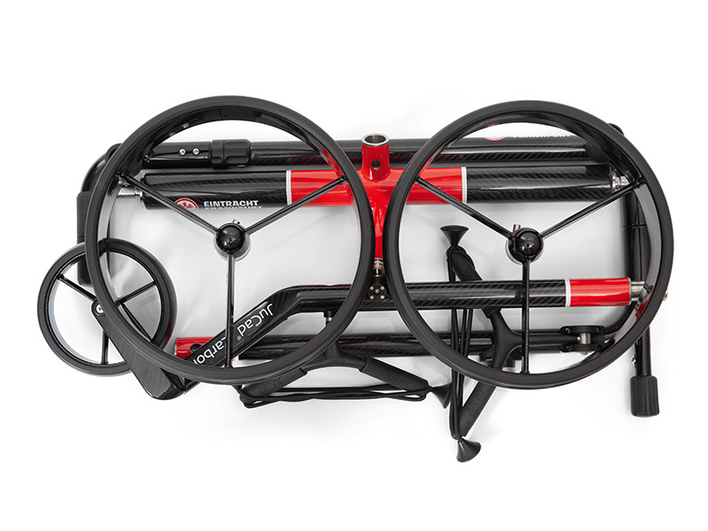 JuCad Carbon Travel 3.0, Design EINTRACHT FRANKFURT, schwarze Felgen, mit Drehschalter