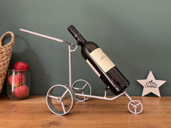 Carro en miniatura JuCad: portabotellas de vino