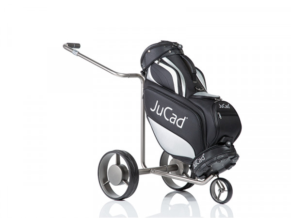 Chariot JuCad Titan Silence 2.0 avec sac Pro noir-argent. Sac de golf n'est pas incluse et doit être commandé séparément.