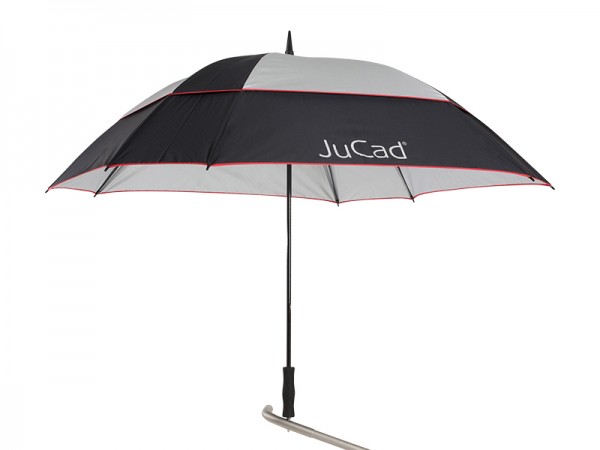 JuCad Schirm Windproof mit Stift schwarz-silber-rot