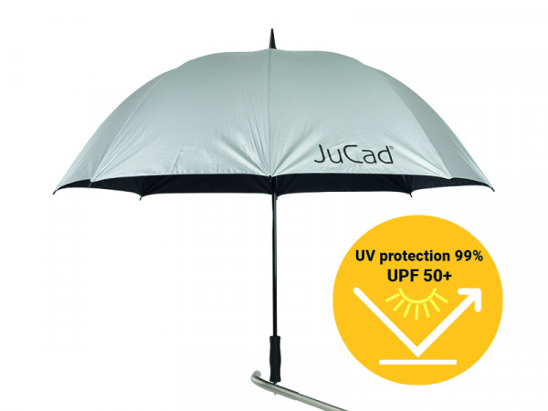 JuCad Golfschirm mit Stift silber mit UV-Schutz 99%, UPF 50+
