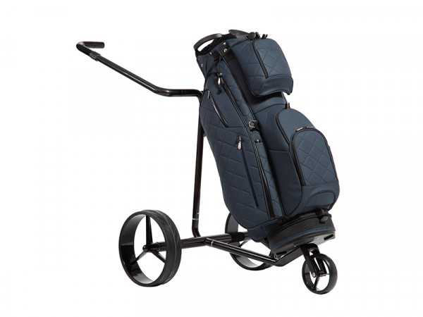 JuCad Bag First Class blau mit Beispiel Caddy Carbon Travel 2.0 schwarz (nicht im Lieferumfang enthalten)