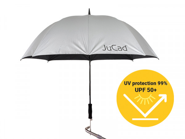 JuCad Teleskopschirm mit Stift silber (UV-Schutz 99% / UPF 50+)